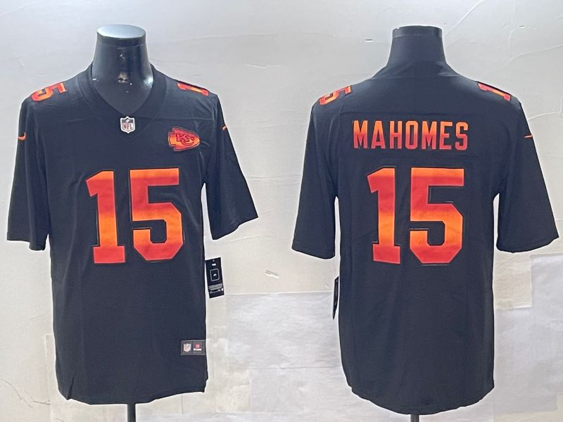 Men Kansas City Chiefs #15 Mahomes Black 2024 Nike Limited NFL Jersey style 0108